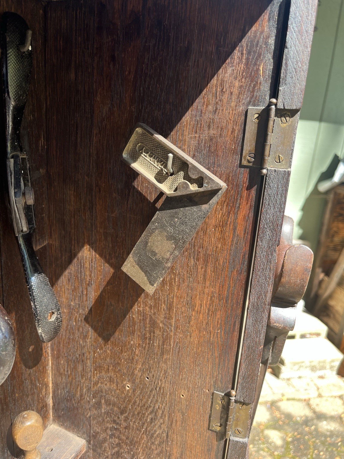 Antique VTG Stanley TOOL CABINET No. 851 w/ tools of the era, catalog page, keys