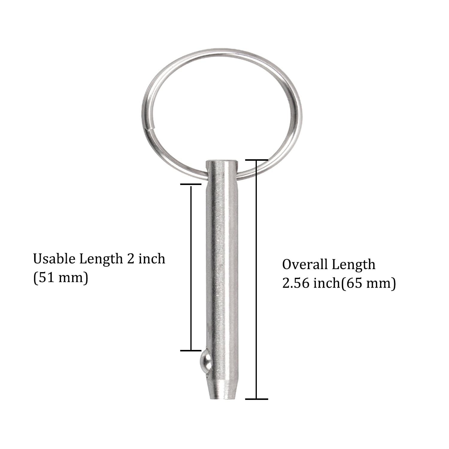 4 PCS Marine 316 Stainless Steel Quick Release Pin 3/16 Inch Length 2.56 Inch