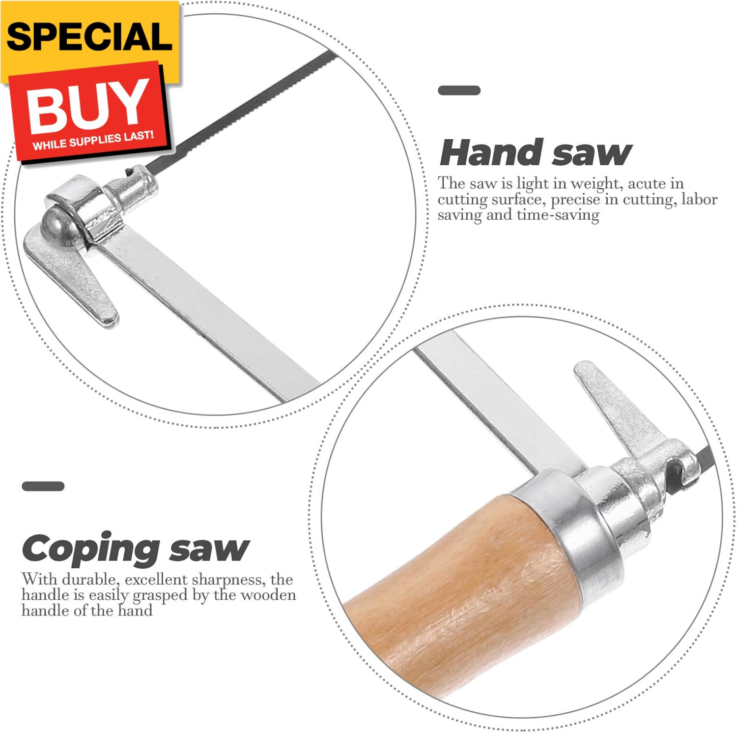 1 Set Woodworking Coping Saw U-Shaped Saw Mini Hand Saw Coping Saw Coping Frame