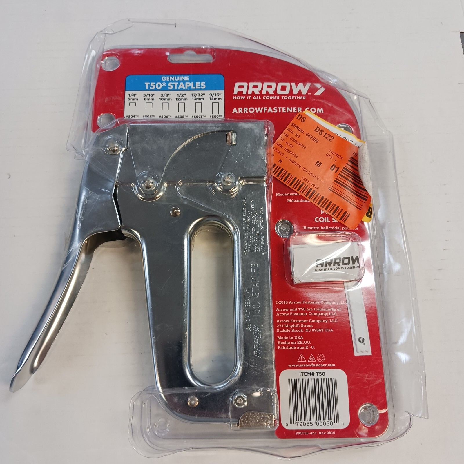 ARROW FASTENER T50M STAINLESS STEEL HEAVY DUTY STAPLE GUN STAPLER TACKER