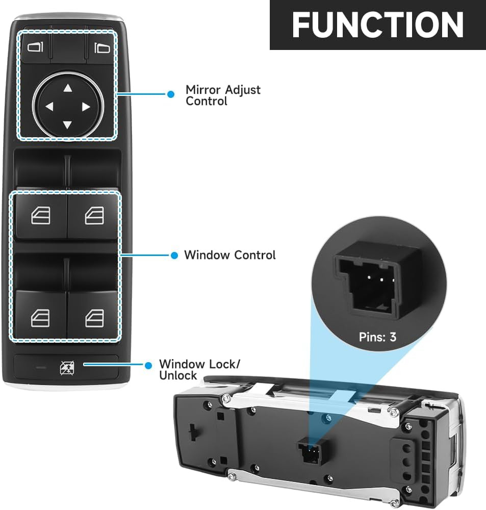 Front Left Driver Side Master Power Window Switch – Compatible for Mercedes-Benz