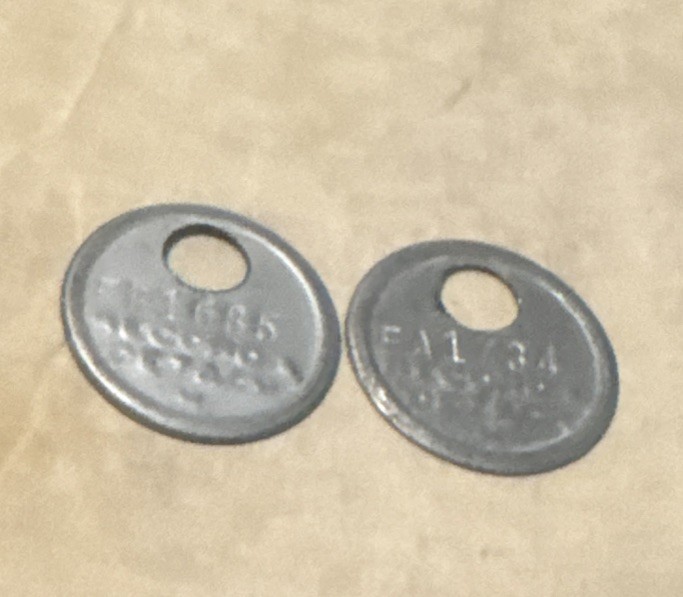 Lot of 2 Vintage RECORD & DETACH Key Tags Early 20th Century Key ID Tags