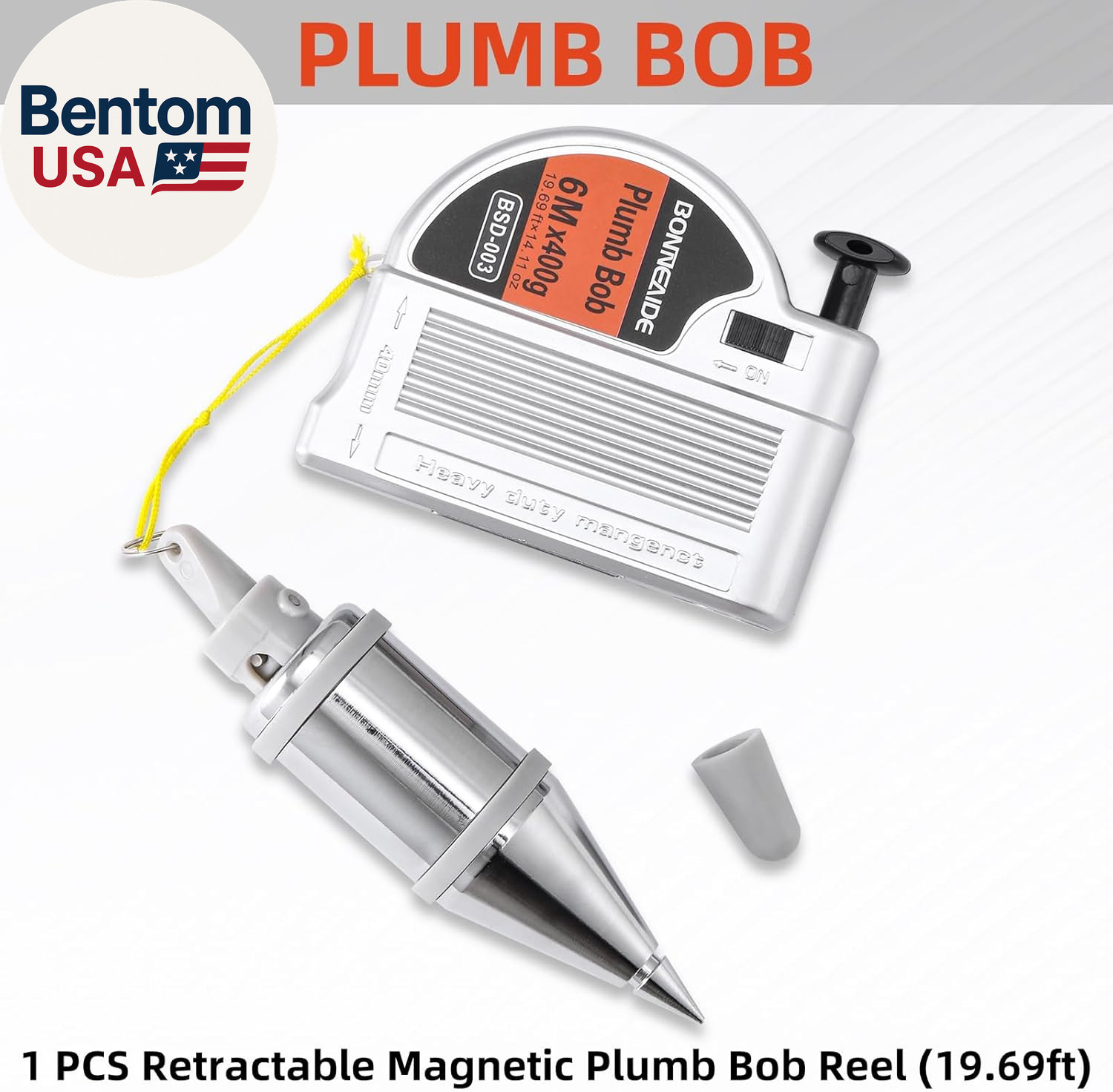 Retractable Plumb Bob Tool for Construction Industry Assignments, 14 Oz(400G) Ma