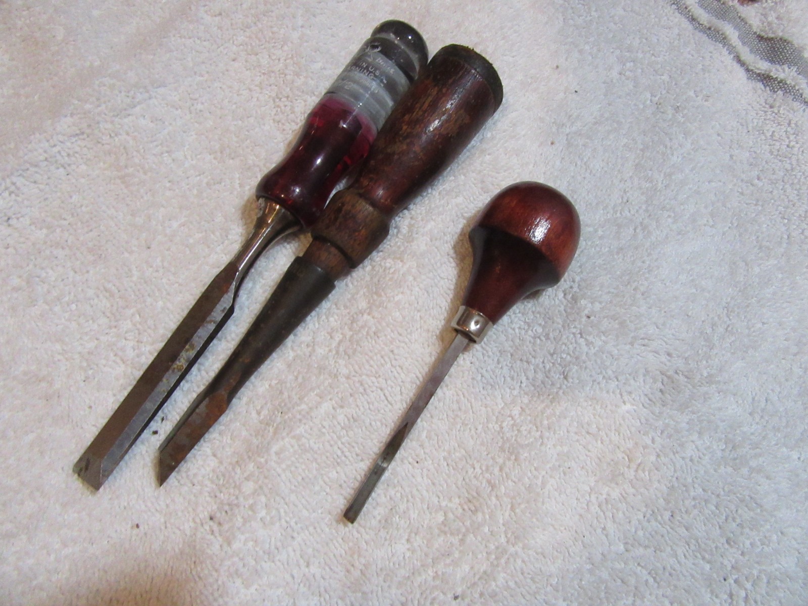 3 Vintage Wood Chisels Buck Bros 1/2″ (USA) Craftmaster Stanley 750 1/4″ USA