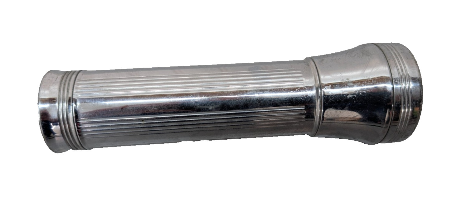Vintage Bright Star Flashlight 1950s Chrome Plated 7″ Long Made in USA Working