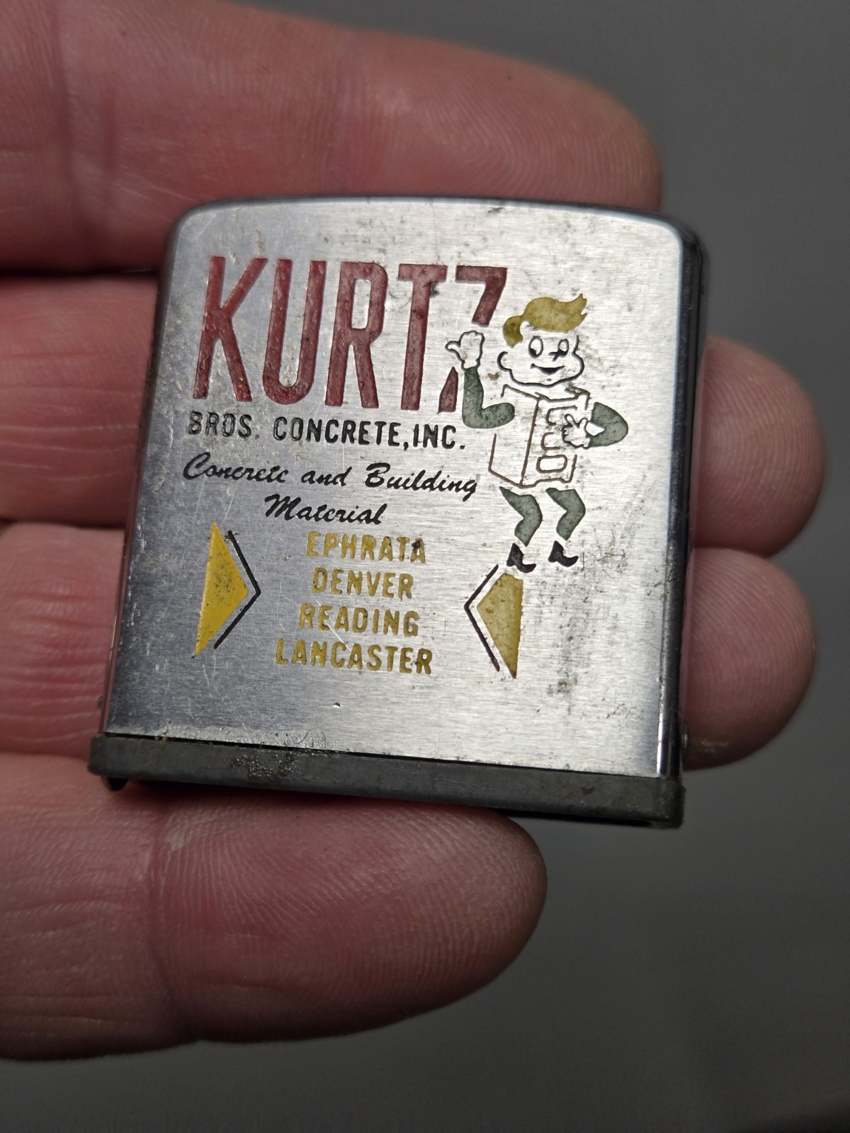 Vintage Advertising Zippo Tape Measure Kurtz Co. Ephrata Reading Lancaster PA