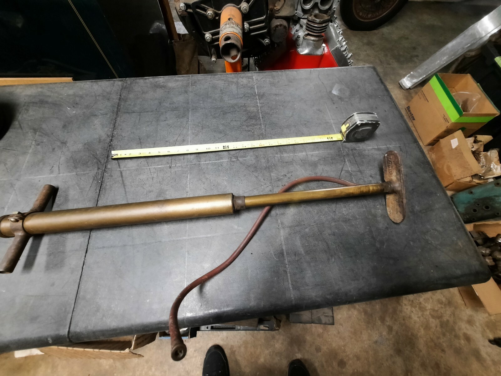 Vintage M.B.Holstein Solid Brass Cast Iron Tire Hand Foot Air Pump Richland Pa