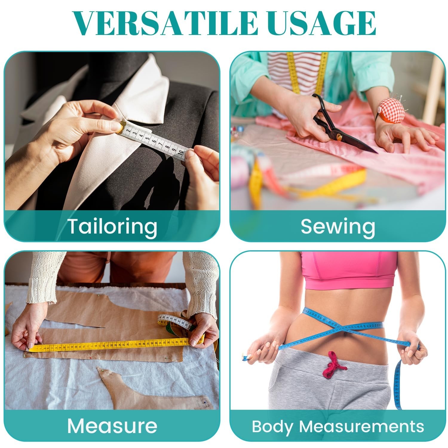 Tape Measure, Fabric Body Measuring Tape Soft Seamstress Cloth Tape Measure D…