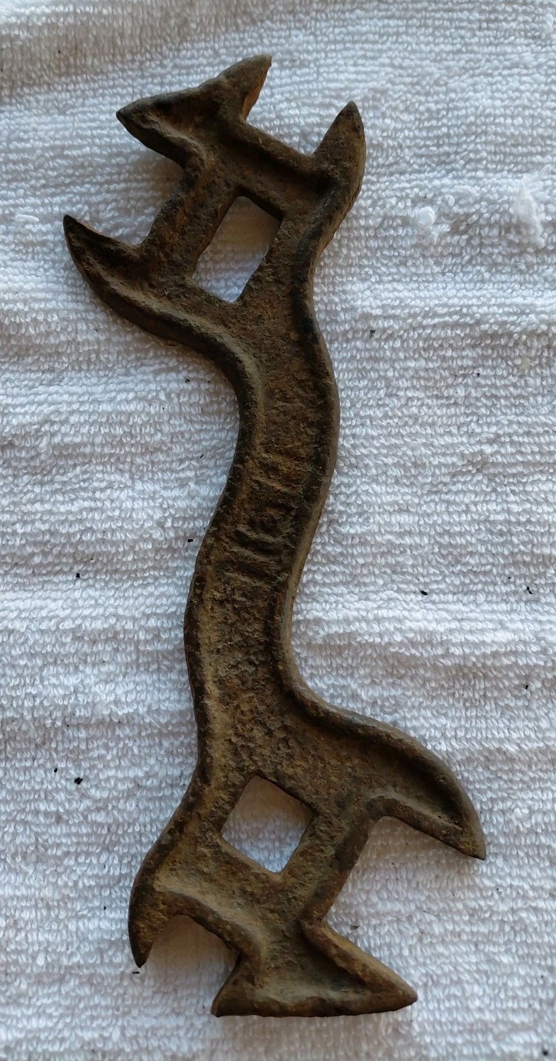 Antique 7.5 Inch Open Square ends 4 in 1 Wrench Cast Iron 3/4″ 1 1/8″ 5/8″ 1 1/4