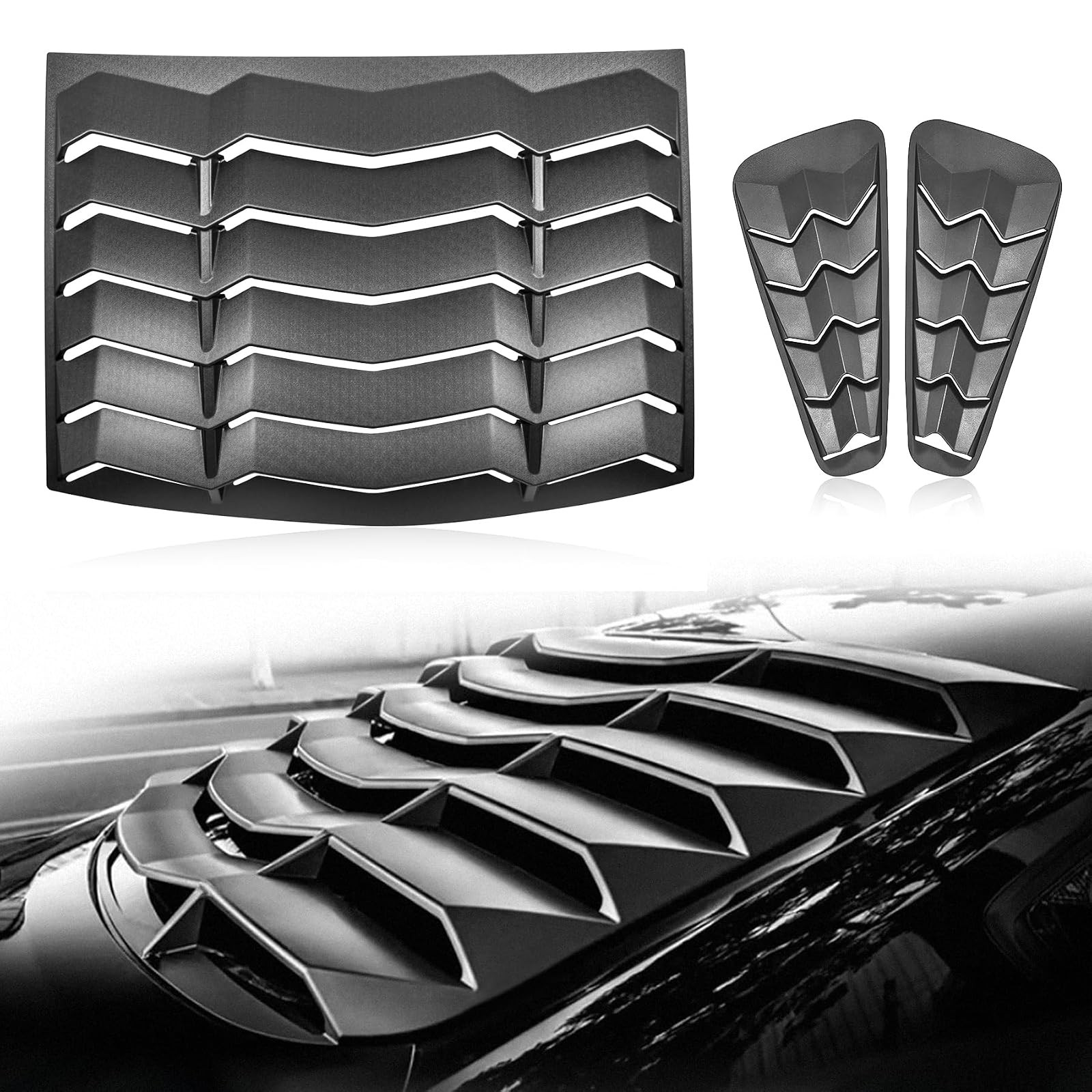 CUMART Ford Mustang Window Louvers 2005-2014 Matte Black