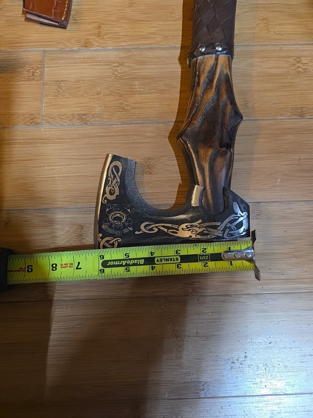 Camping Axe Monkee 18″ Forged Steel w/ Leather Sheath, Bearded Axe Hatchet Nice