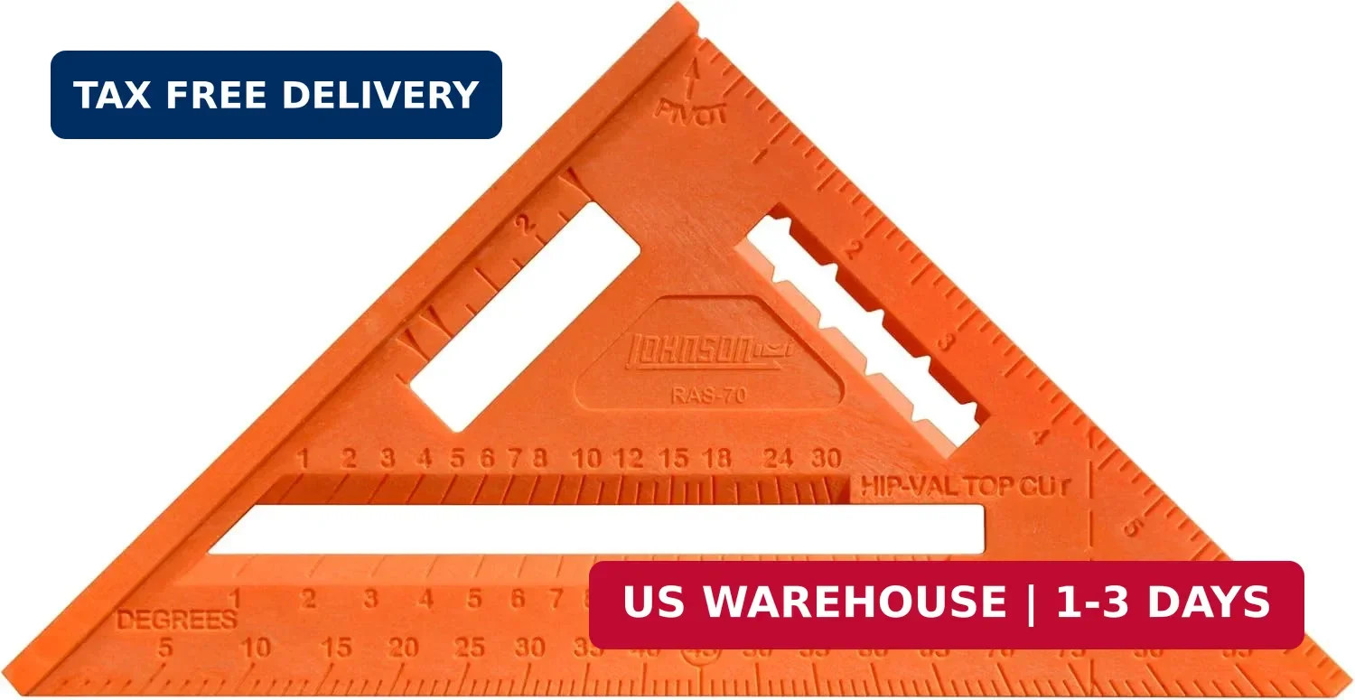 Johnson Level & Tool RAS-70B-ORAN Structo-Cast Rafter Square, 7″, Orange, 1 Squa