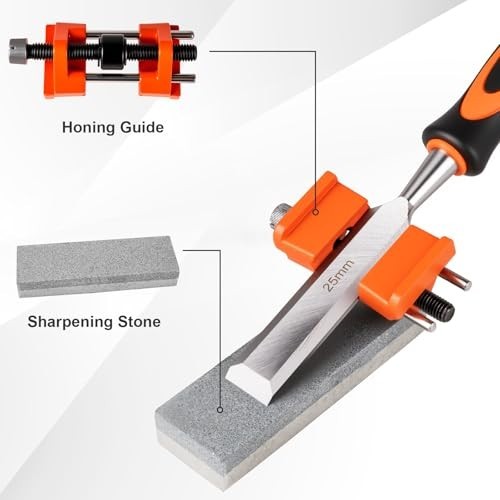10Pcs Wood Chisel Set with Honing Guide, Sharpening Stone & Pencils – DIY & Pro