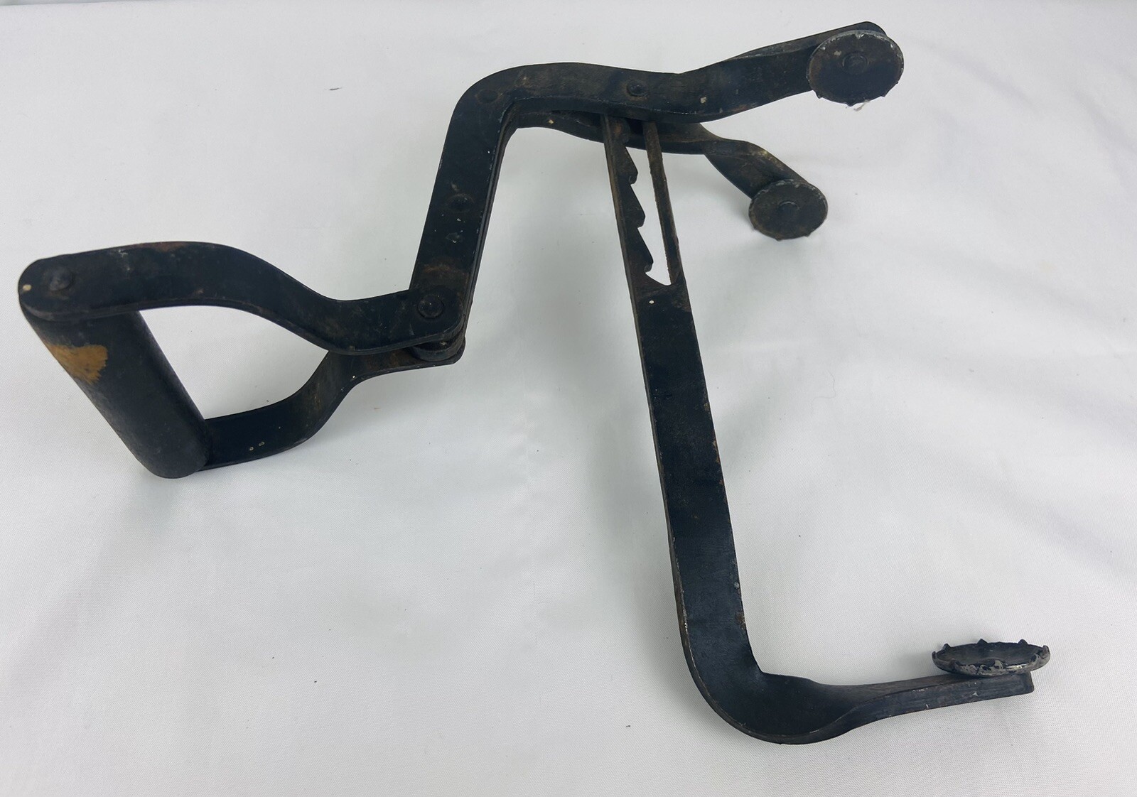 Vintage Battery Lifter Carrier w/ Wood Handle Adjustable 3 Pronged Made in USA