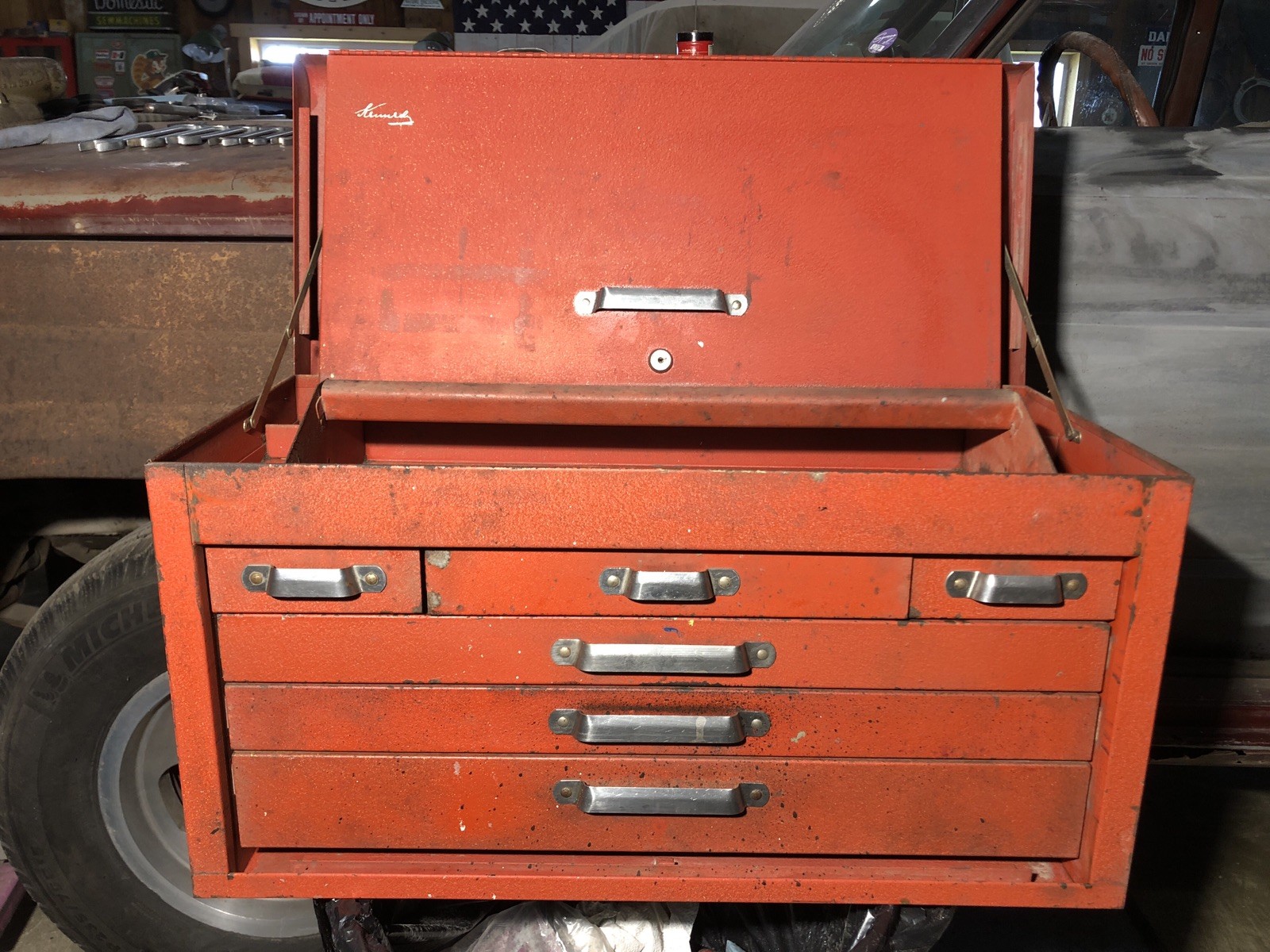 VTG Kennedy Kits 260 Machinist Toolbox Chest 6 Drawer 26”x12”x14” Red USA