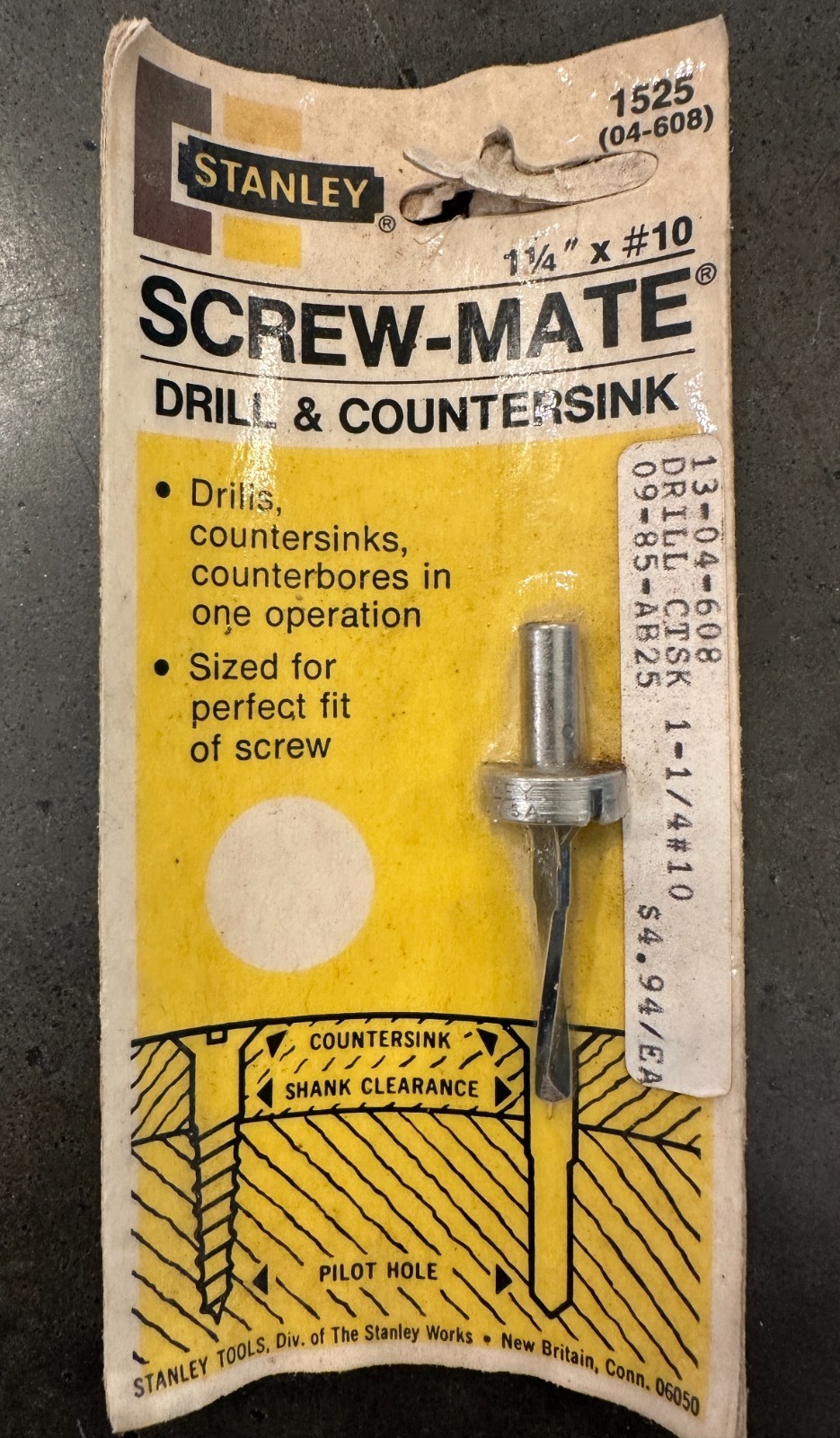 VINTAGE Stanley Drill & Countersink 1 1/4″ x #10 (04-608) NEW OLD STOCK!