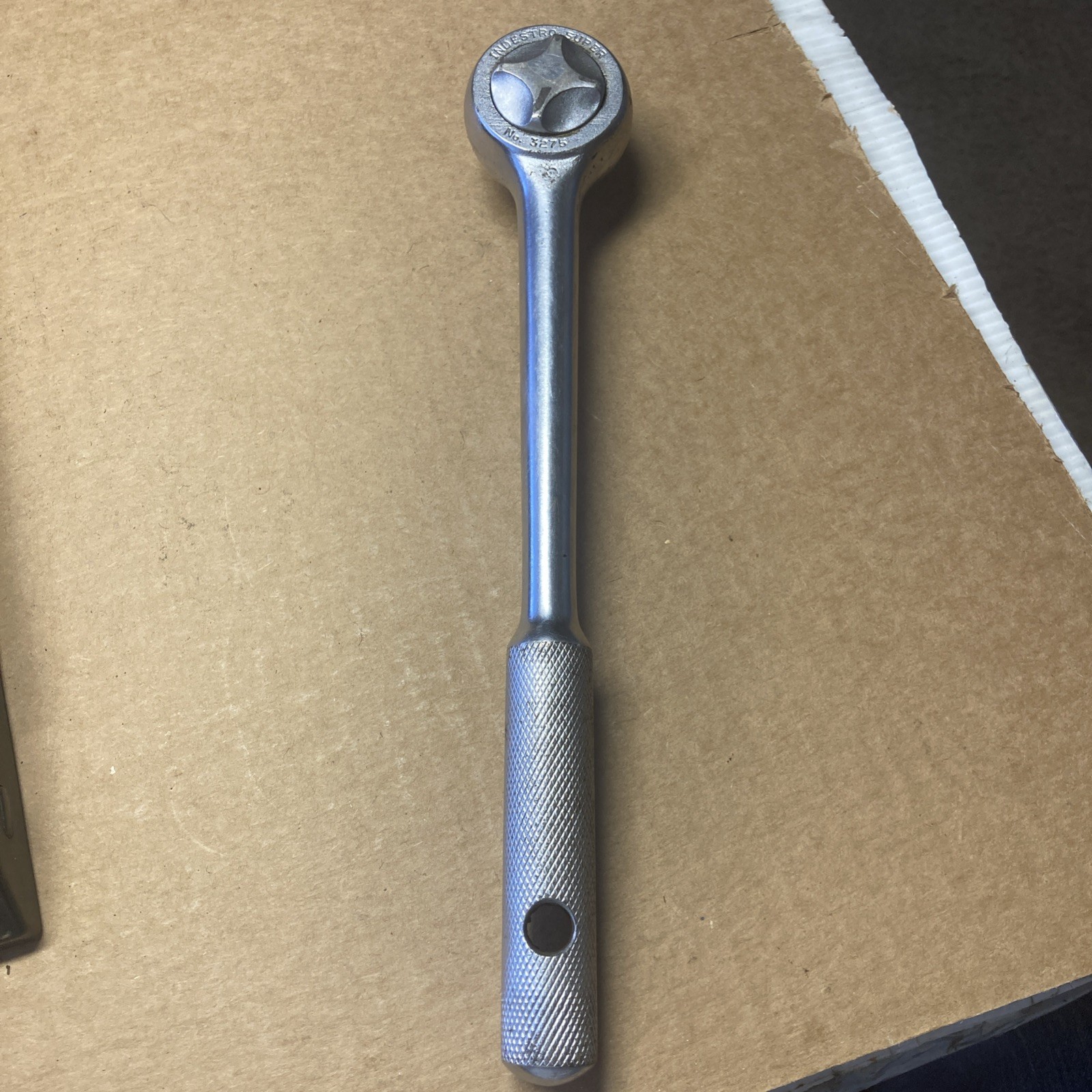 Chrome Ratchet 1/2 Drive Indestro Super #3275. With Pat No.