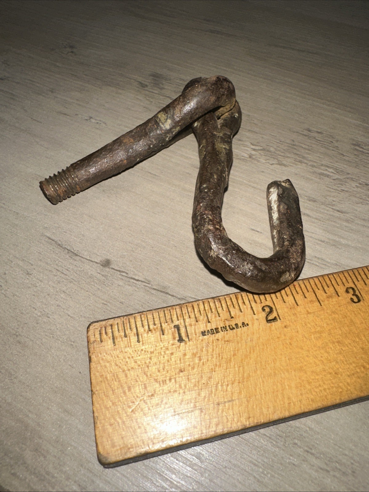 Blacksmith Hand Forged Primitive Hook Threaded Screw in Type