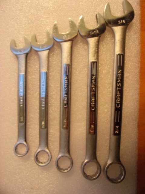 VINTAGE CRAFTSMAN WRENCHES WITH CASE =V= 1/2 9/16 5/8 11/16 3/4 MISSING THE 7/16