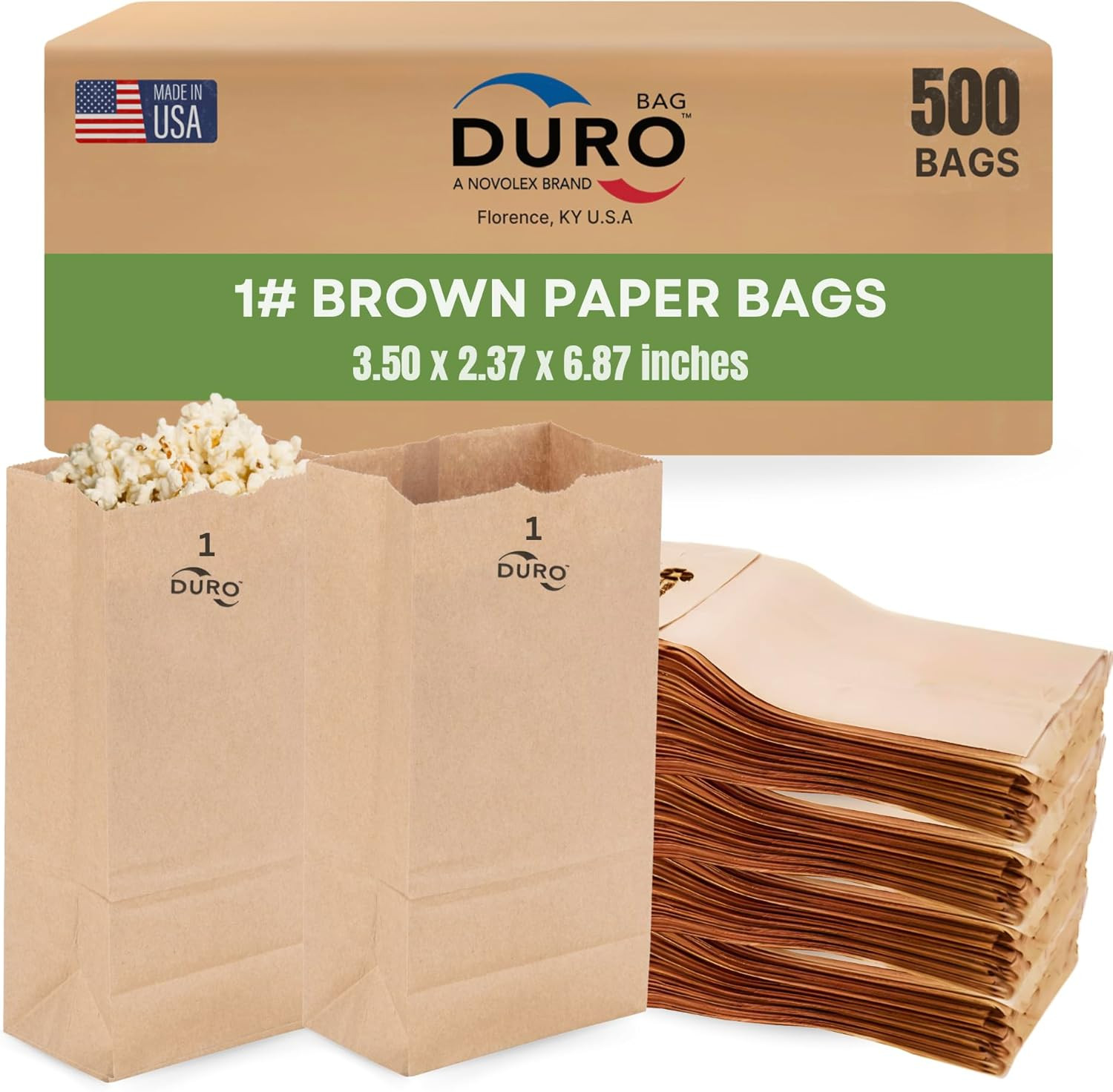 1# Dubl Life Self-Opening Sack 30#, Recycled Kraft Small Brown Paper Bags Lunch