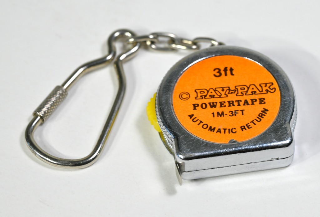 Vintage Mini Measuring Tape Key Chain Pay & Pak Powertape Working 3 Feet