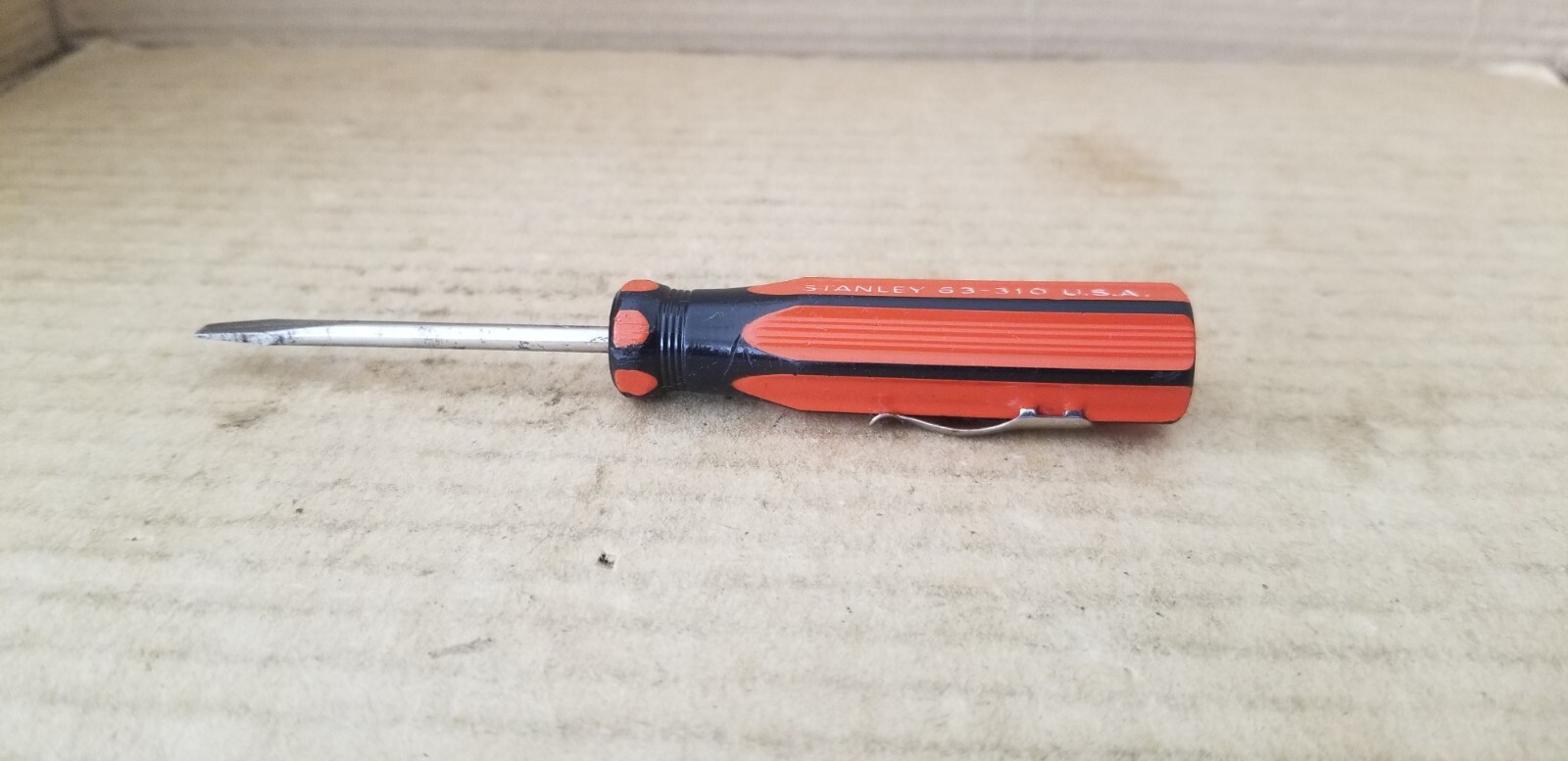 Vintage Stanley USA 63-310 Pocket Clip Flat/Slotted Screwdriver, VGC