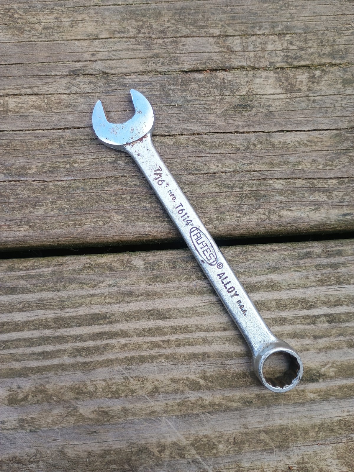 Vintage Tru-Test 7/16″ 12 Point Combination Wrench T6114 USA 5″ Long