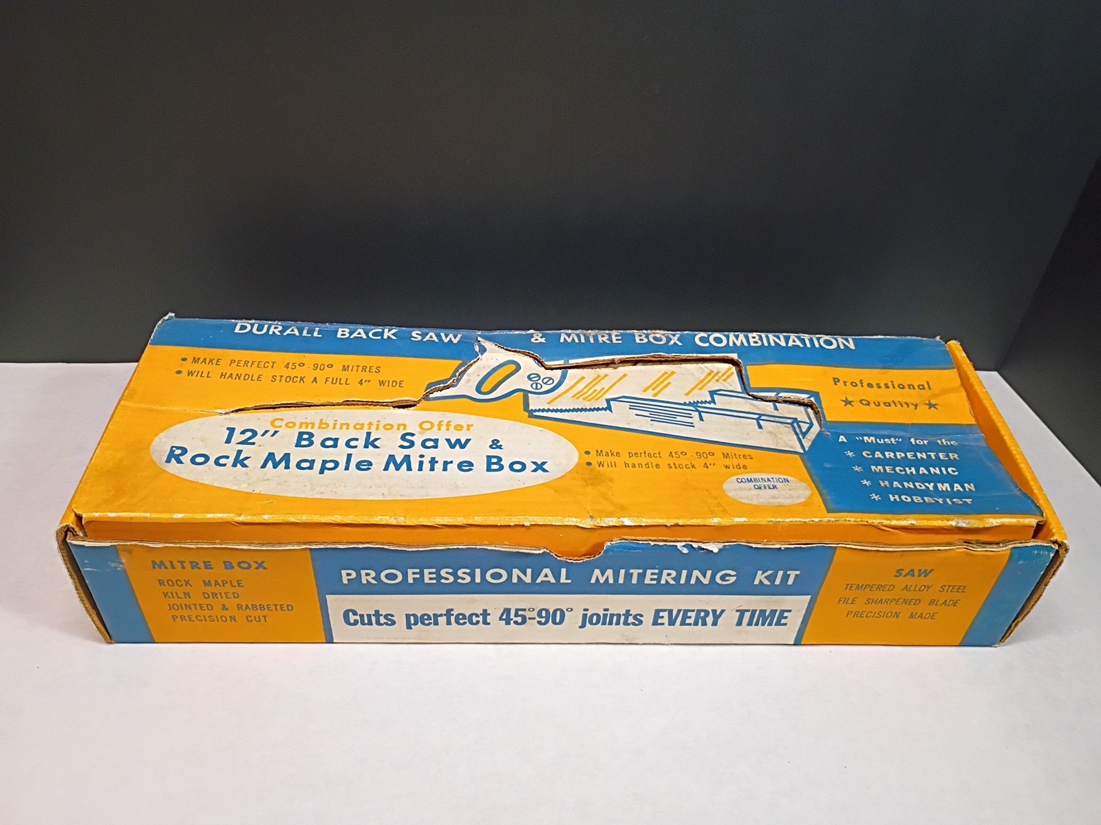 12″ Back Saw & Rock Maple Mitre Box Professional Quality Perfect 45-90 Joints