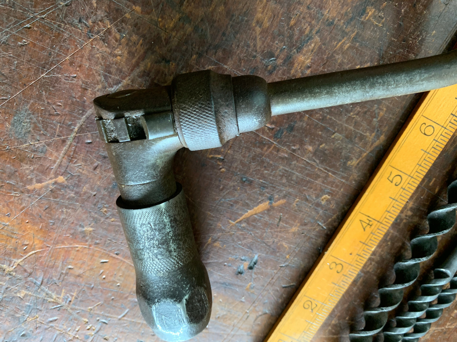 Vintage Brace, John S Fray 10″ Reversible Ratcheting Brace/Drill No 125 USA