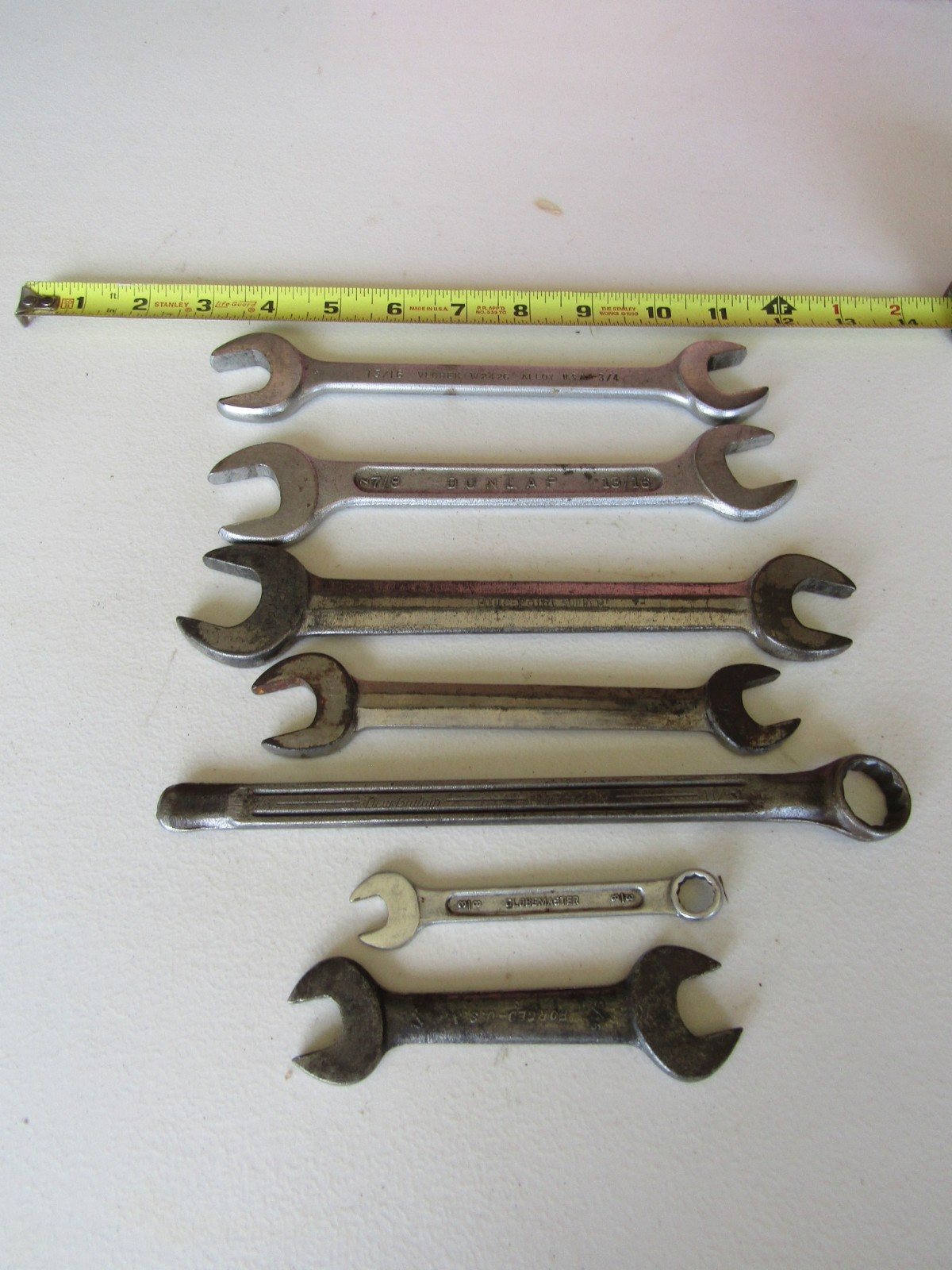 VTG 7 Wrenches Brand Name Dunlap, VLCHEK, Blue Point, Globe Master T 9