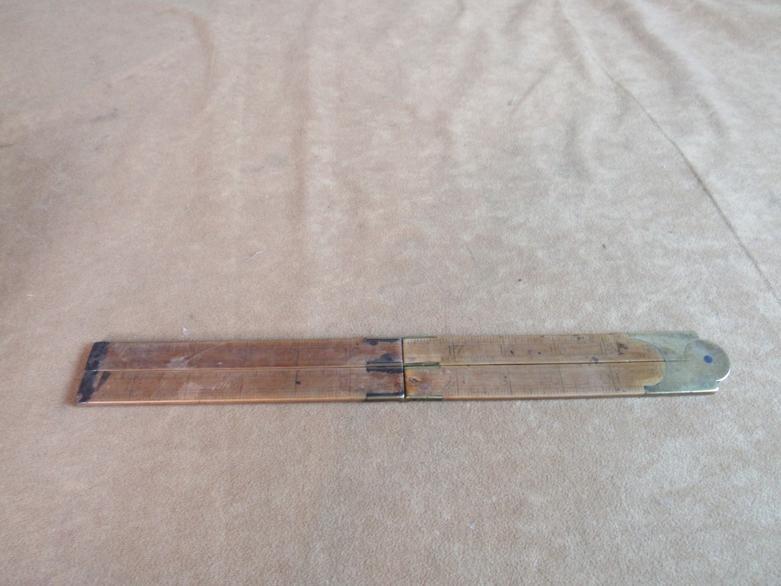 Antique J & G H Walker Boxwood Brass Folding Rule Civil War Era