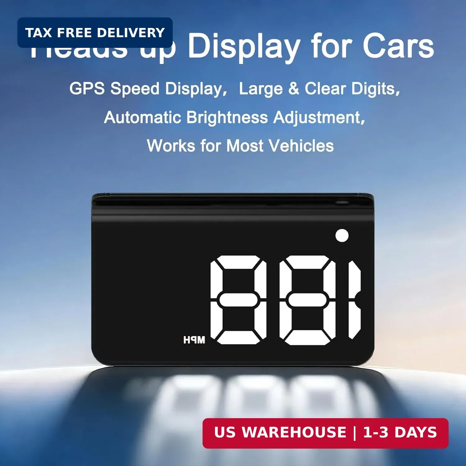 Heads Up Display for Car GPS Speedometer USB Plug & Play Large Display