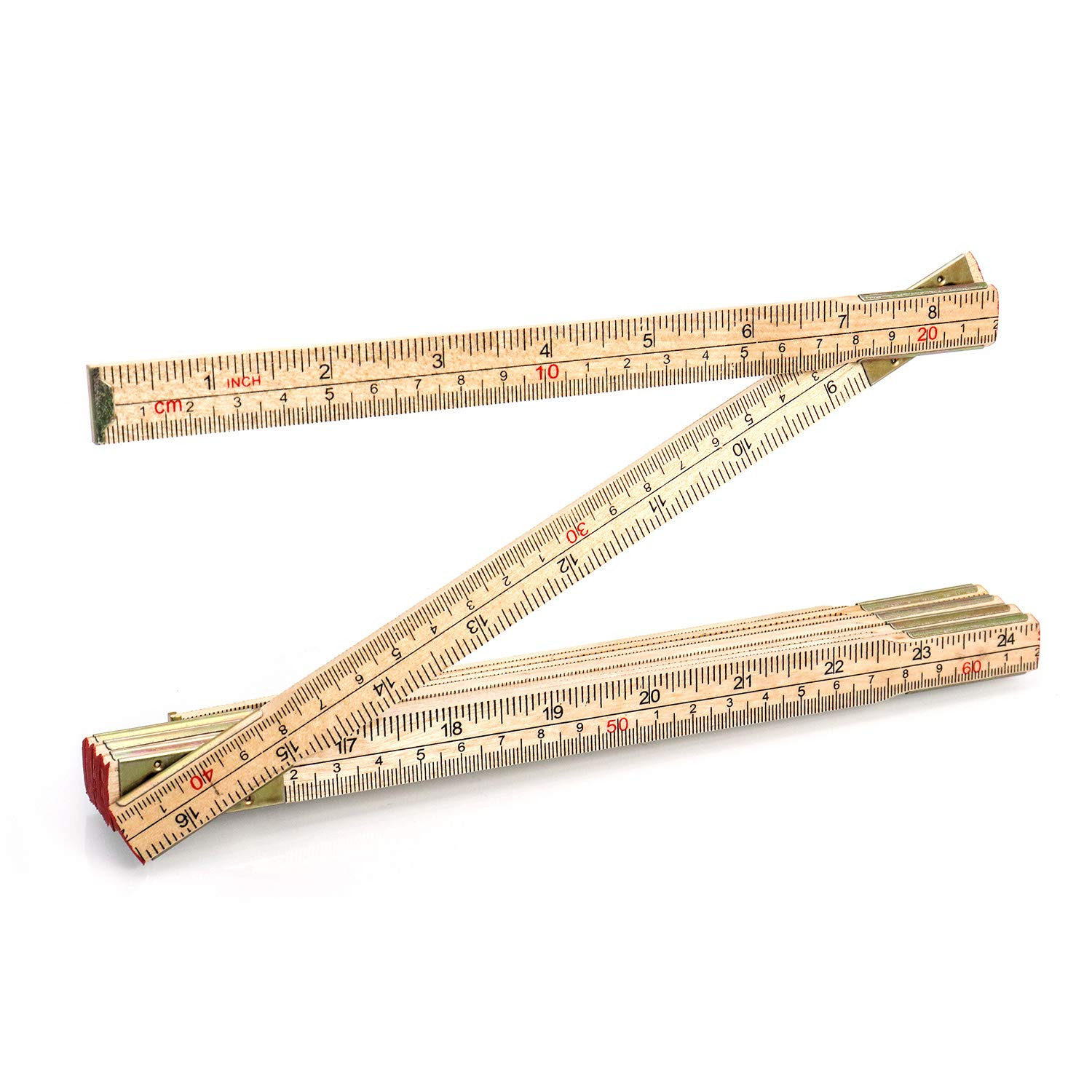 Folding Wood Rule, 6 FT 6 Inch Foldable Ruler with US and Metric Measurements fo