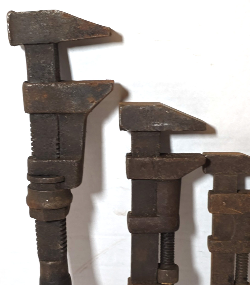 Antique Wood Handle Monkey Wrench Lot Coes, Moore Drop Forged, Lot of 4