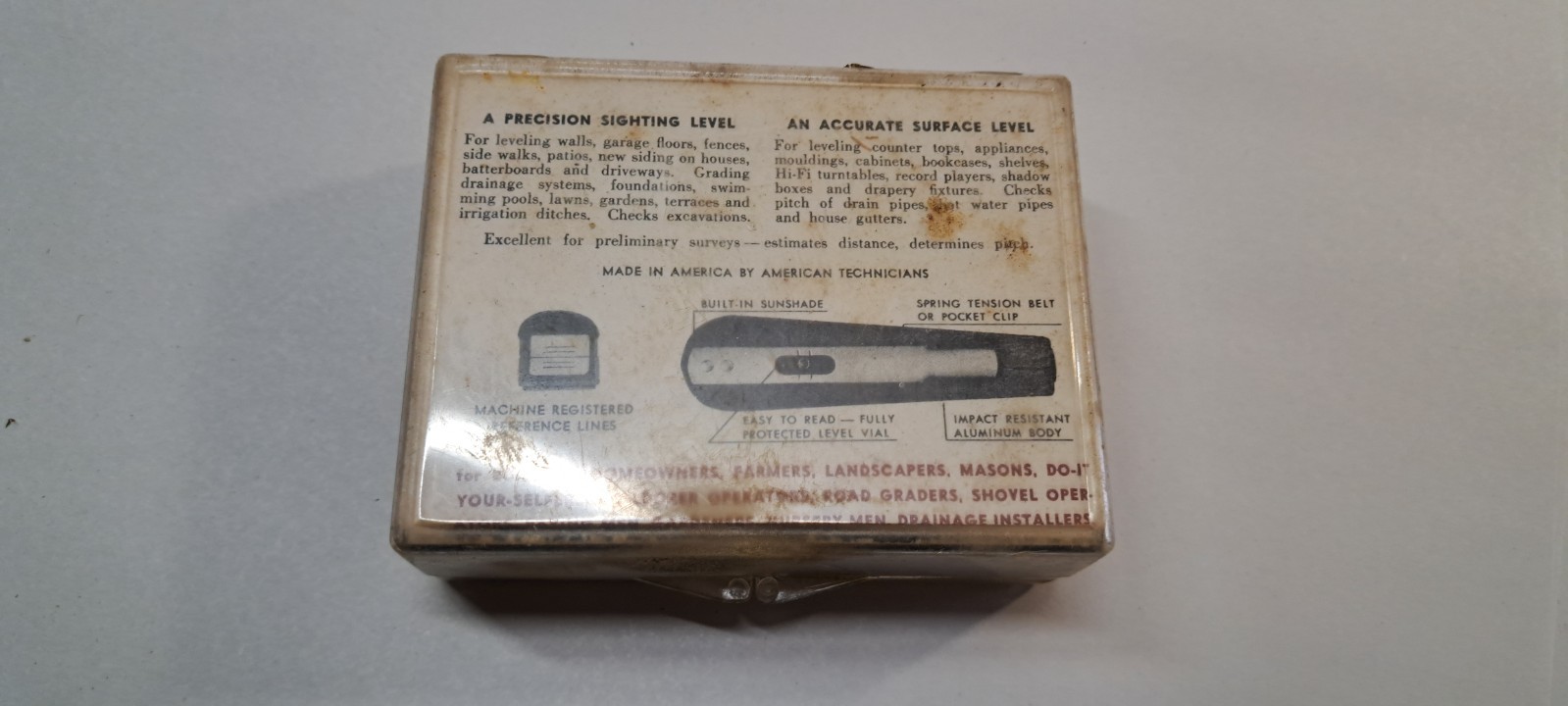 Vintage Sears Craftsman Pocket Level No. 4624 + Case Instructions (71505)