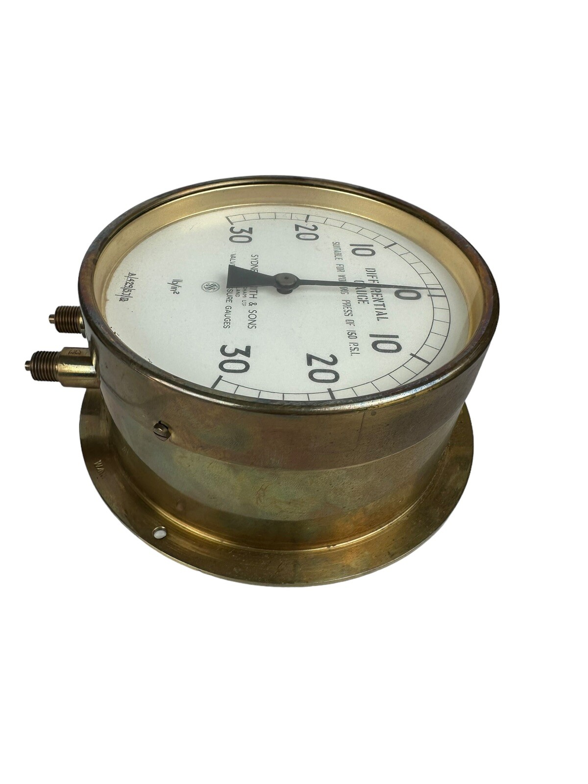 Vintage Sydney Smith & Sons Brass Differential Gauge 150 P.S.I.