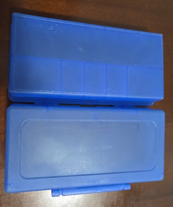 Vintage USA Made Stack-On Blue Tool Box Tackle Box Hard Plastic Handle, Latch