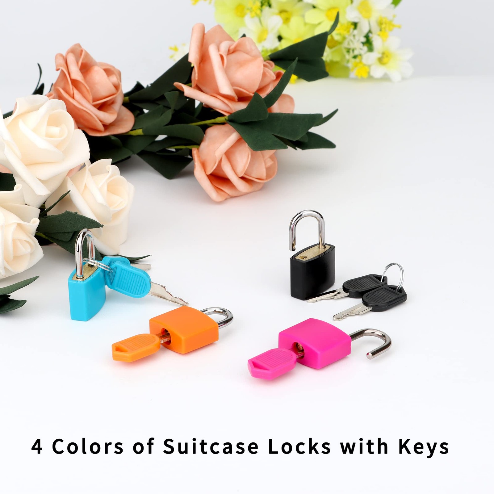 4 Pcs Suitcase Locks with Keys Multicolor Mini Keyed Padlock Metal Padlock Lu…