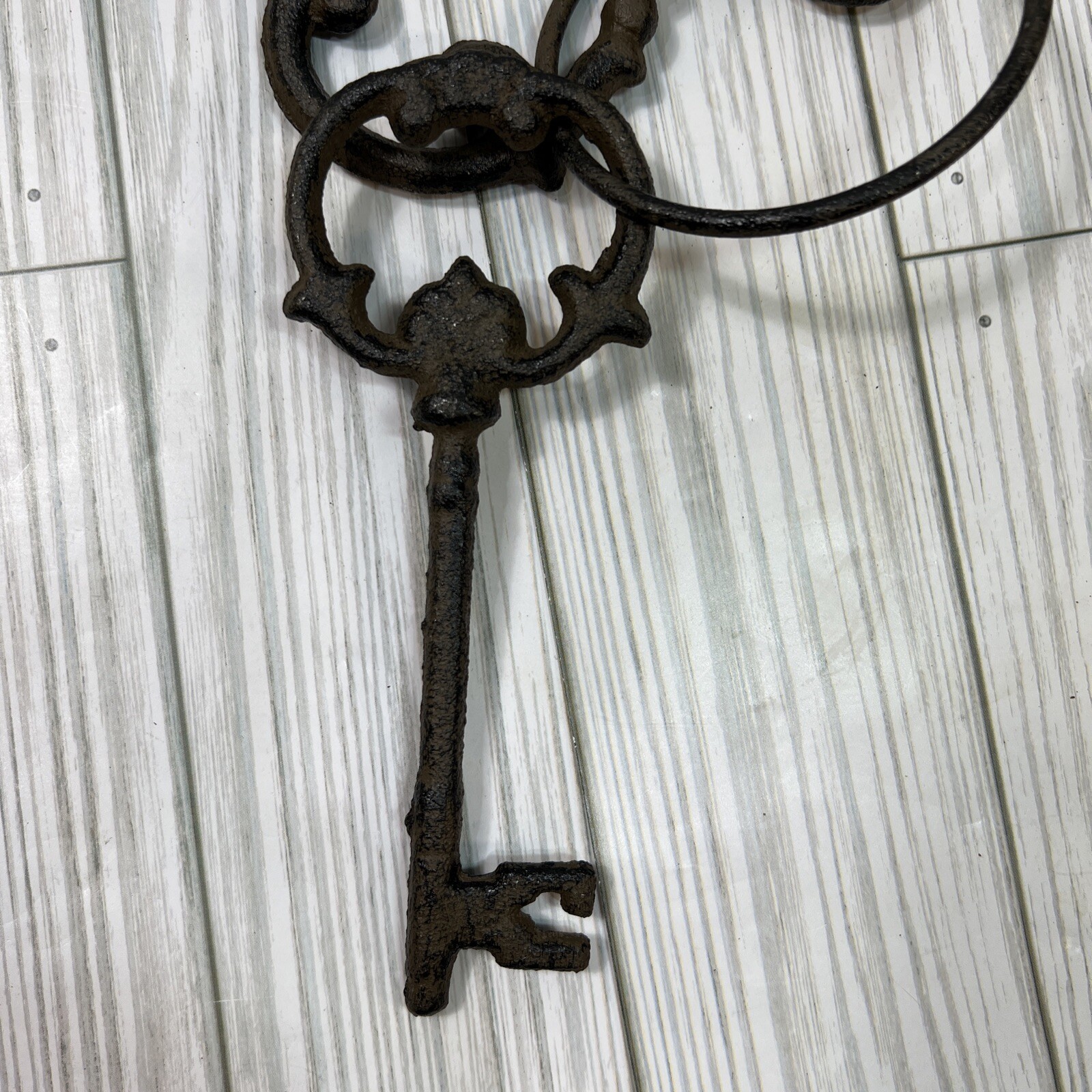 Large Cast Iron Skeleton Jail Keys On Ring Rustic Western Decor Antique Brown