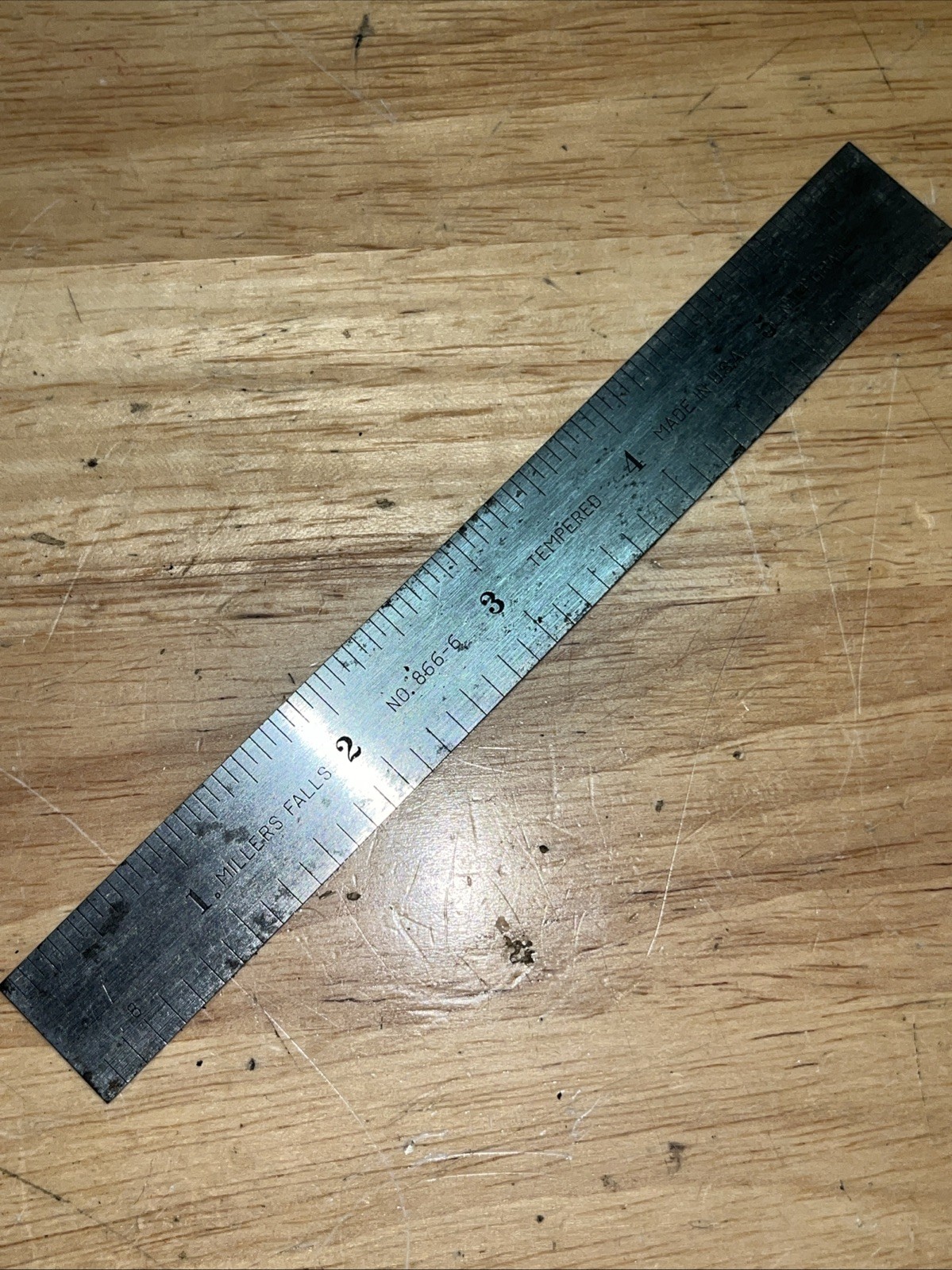 Vintage Millers Falls No. 866-6, #4 Grad. Tempered Steel Rule Made In U.S.A.
