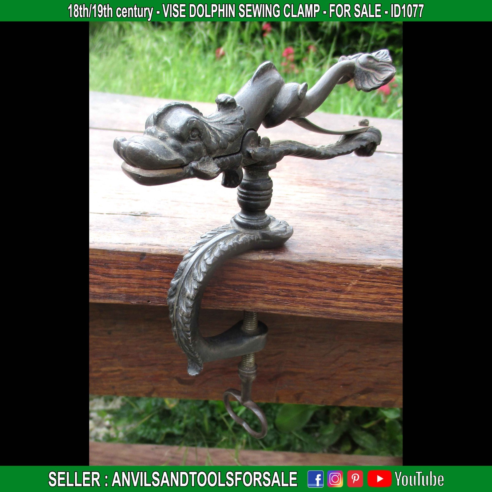 18th/19th century – VISE DOLPHIN SEWING CLAMP – ID1077
