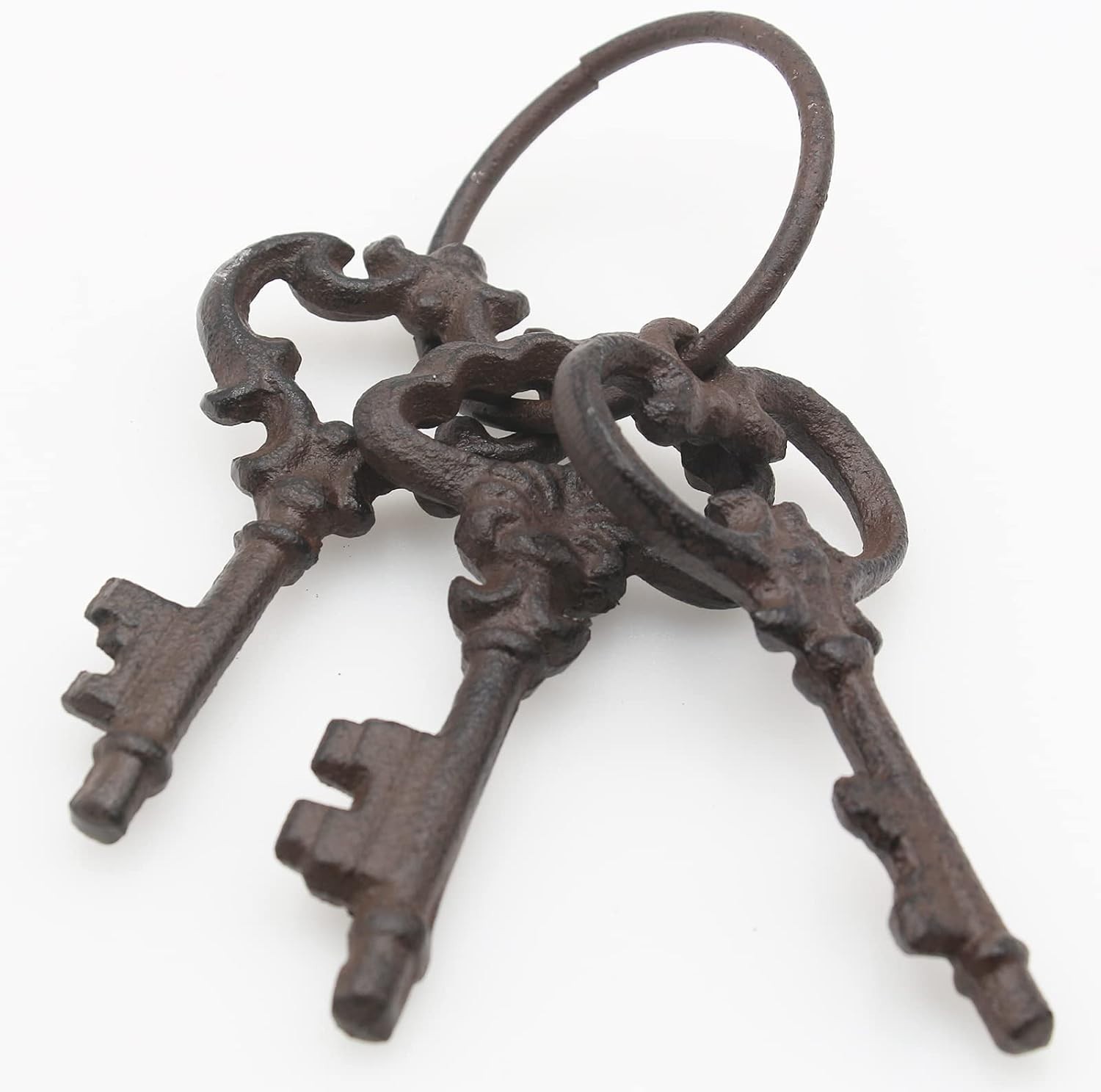 Vintage Cast Iron Skeleton Key Ring Antique Pirate Treasure Chest Keys Set Fo…