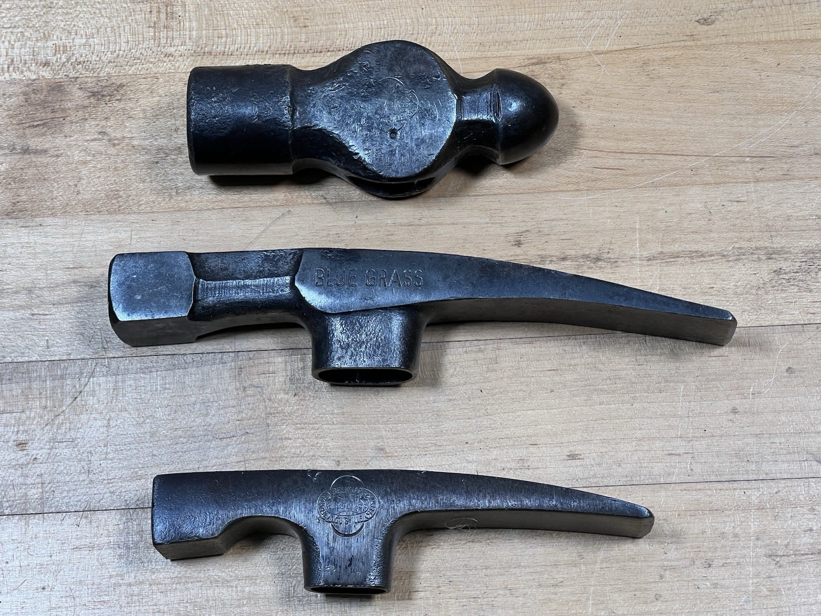 Lot of 3 Vintage Belknap Blue Grass Masonry/Rock/Brick & Ball Peen Hammer Heads