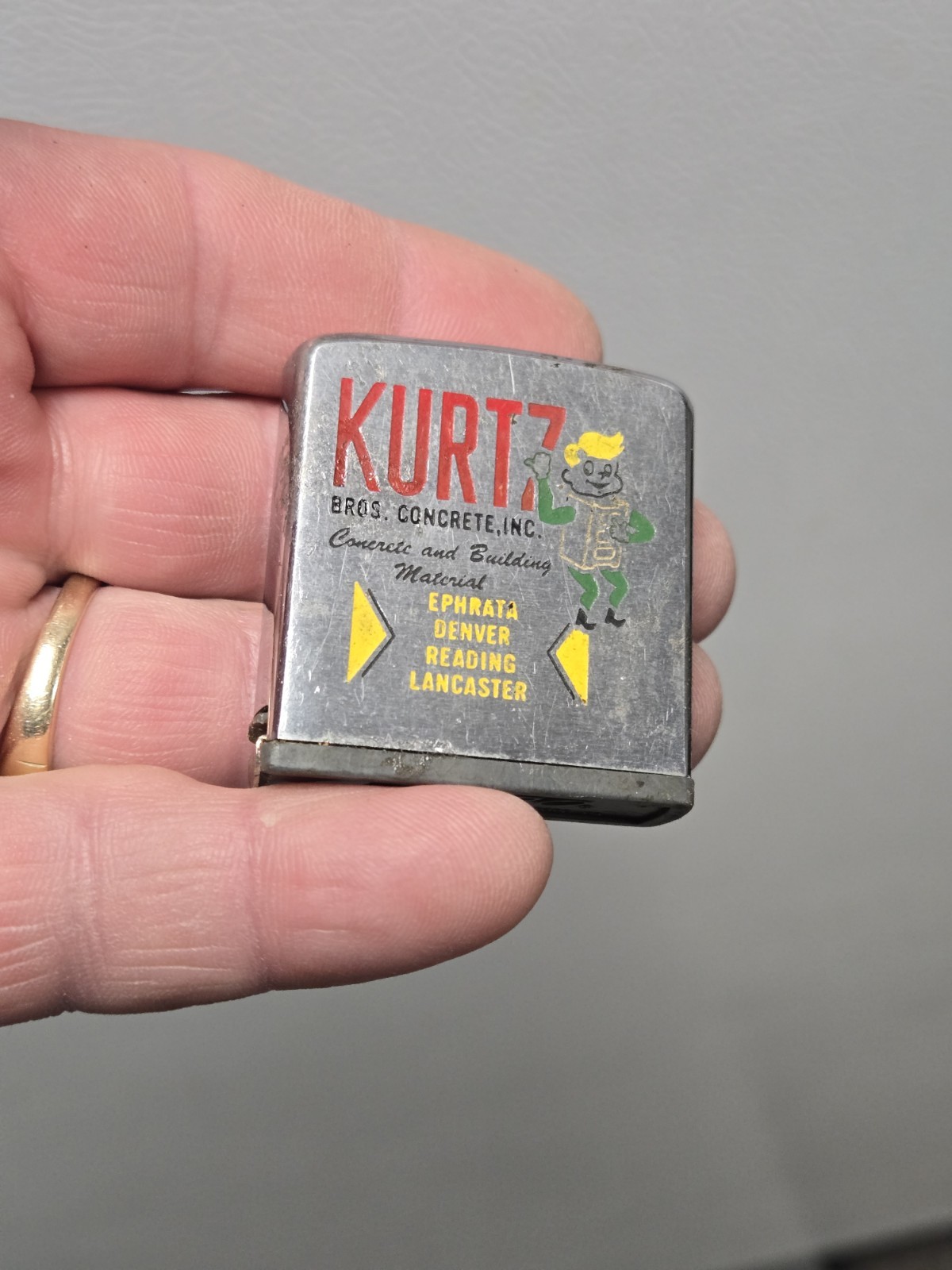 Vintage Advertising Zippo Tape Measure Kurtz Co. Ephrata Reading Lancaster PA