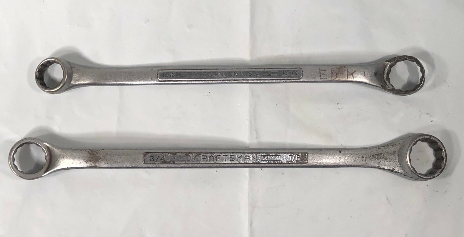 2 CRAFTSMAN USA Long Box End Wrenches 11/16 X 13/16” & 3/4 X 7/8” == Series