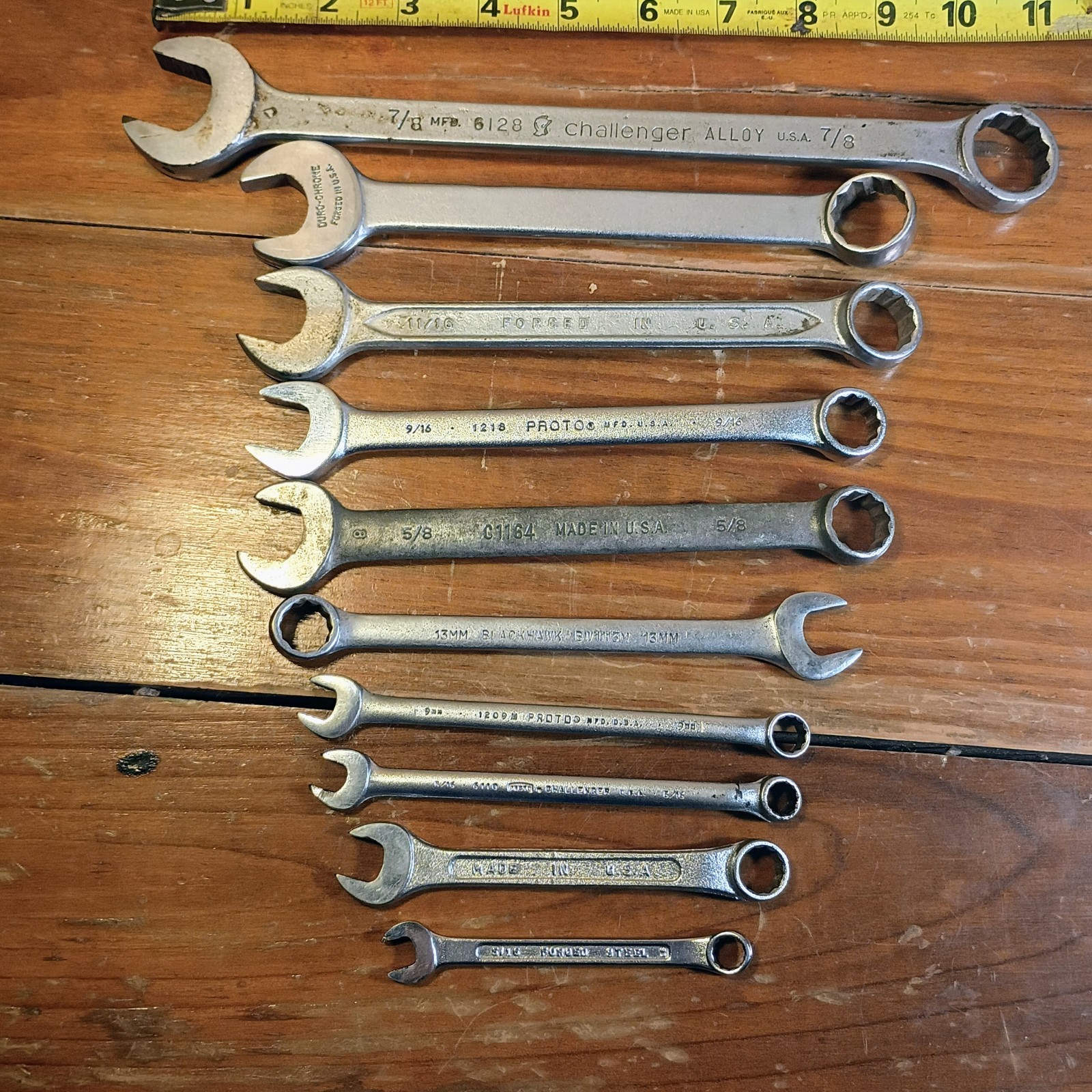 Lot Of 10 Made In USA Vintage Combination Wrenches – Proto, Blackhawk & Others