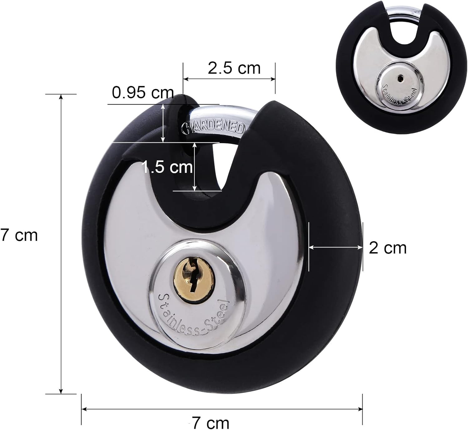 DAYGOS Outdoor Padlock for Storage Unit, Waterproof Stainless Steel Disc Lock wi