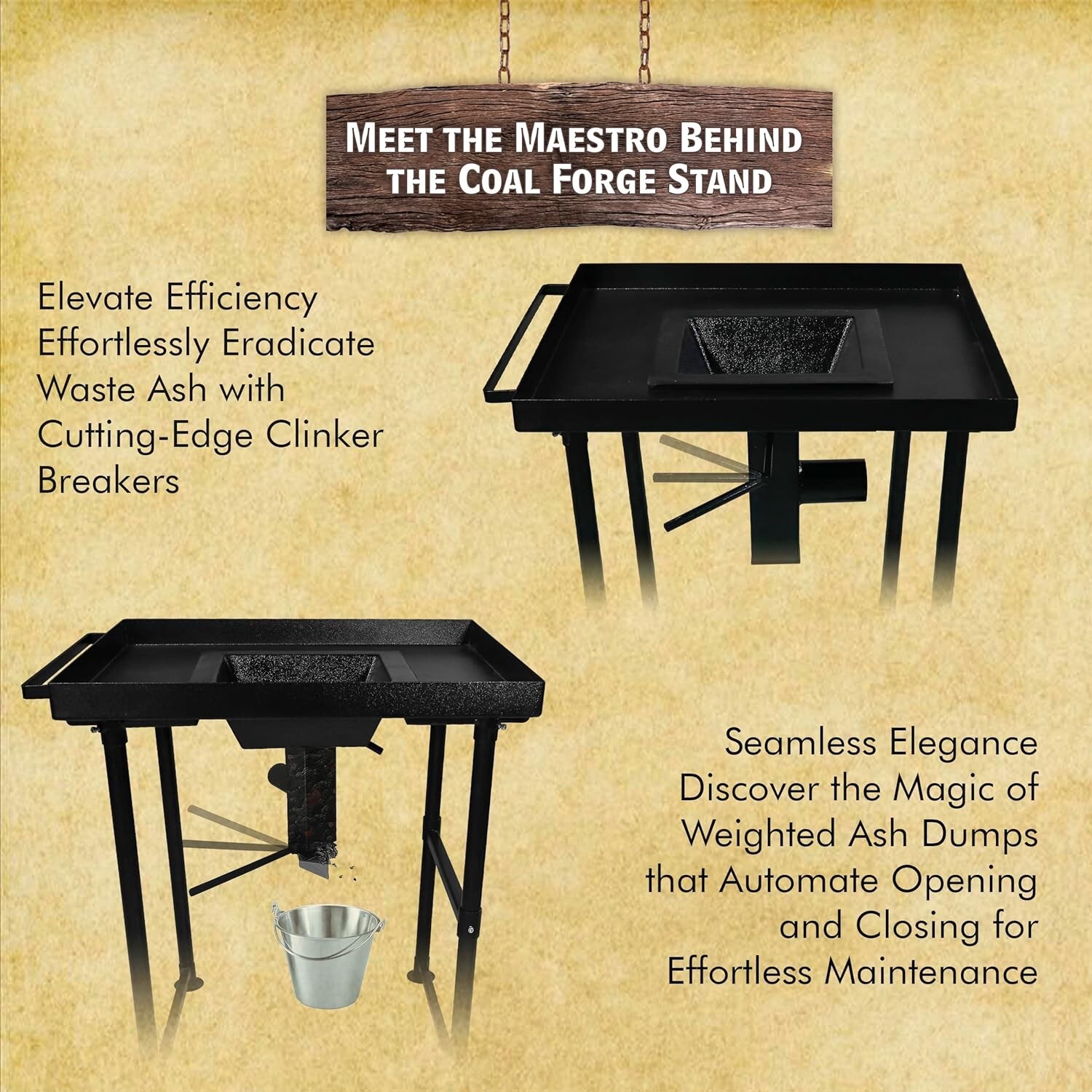 Coal Forge Stand with Fire Pot & Hand Blower – Blacksmithing Starter kit