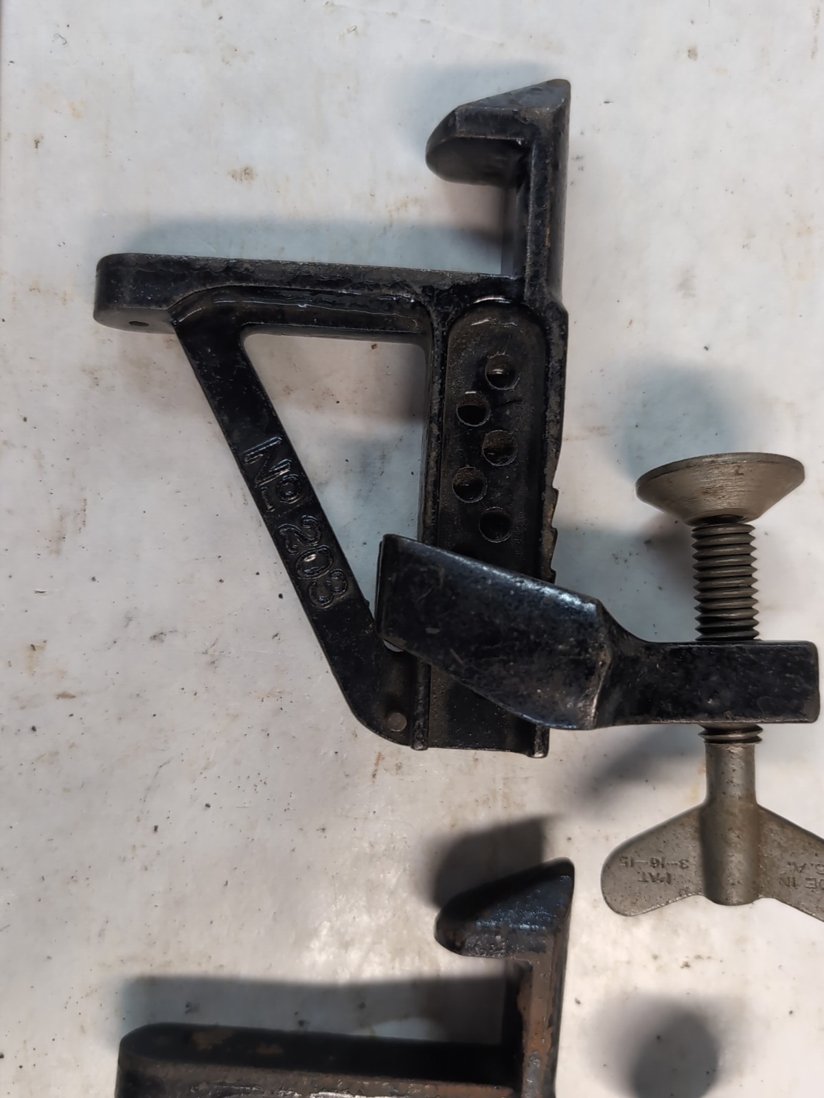 Vintage Stanley No. 203 Bench Bracket Set of Two Hold Fast Clamp Vise Bench Dog