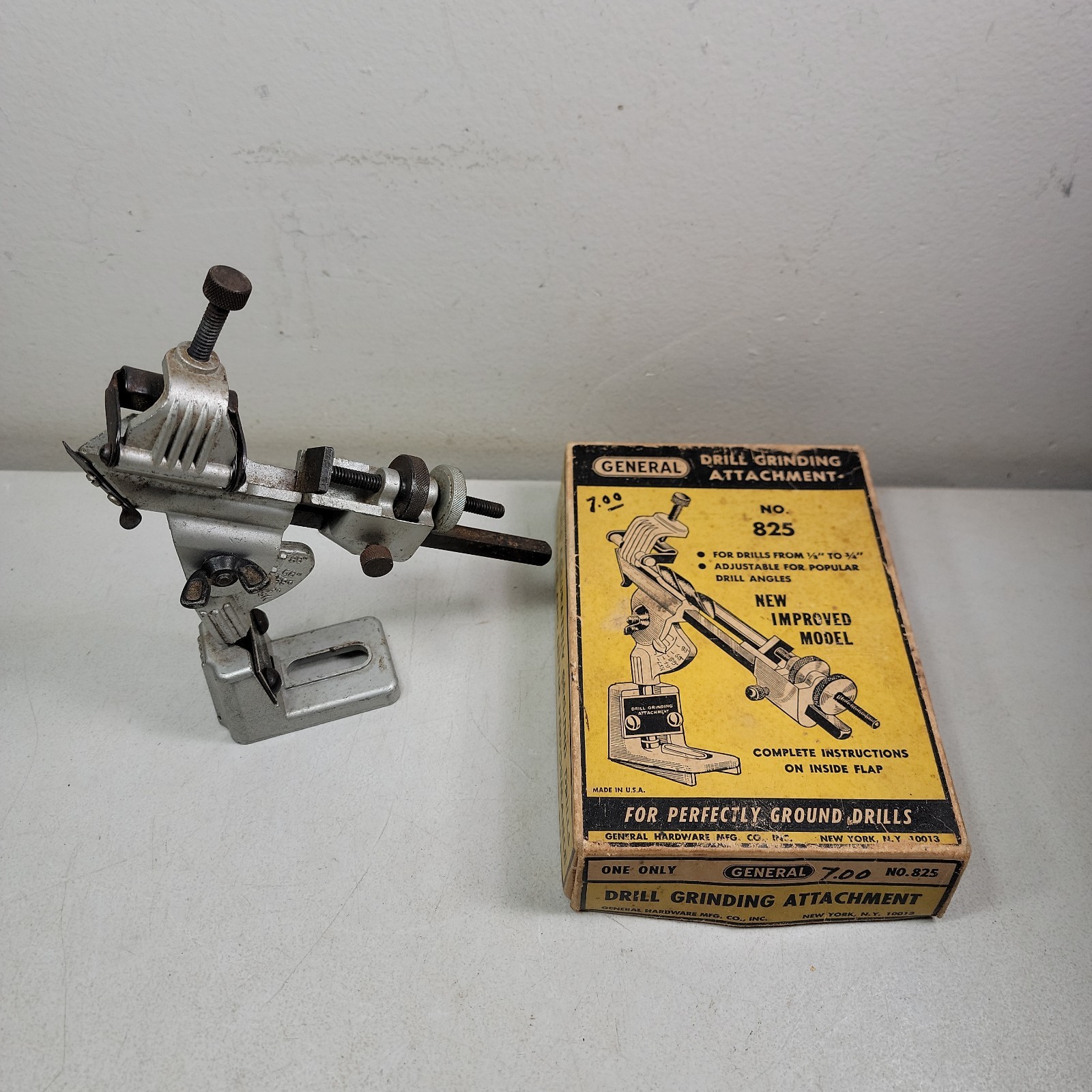 Vintage General Hardware Co No 825 Drill Grinder Attachment & Original Box